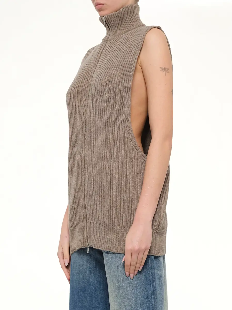 MM6 MAISON MARGIELA Gilet in Beige Melange | Thumbnail 3 MM6 MAISON MARGIELA Gilet in Beige Melange | Thumbnail 3