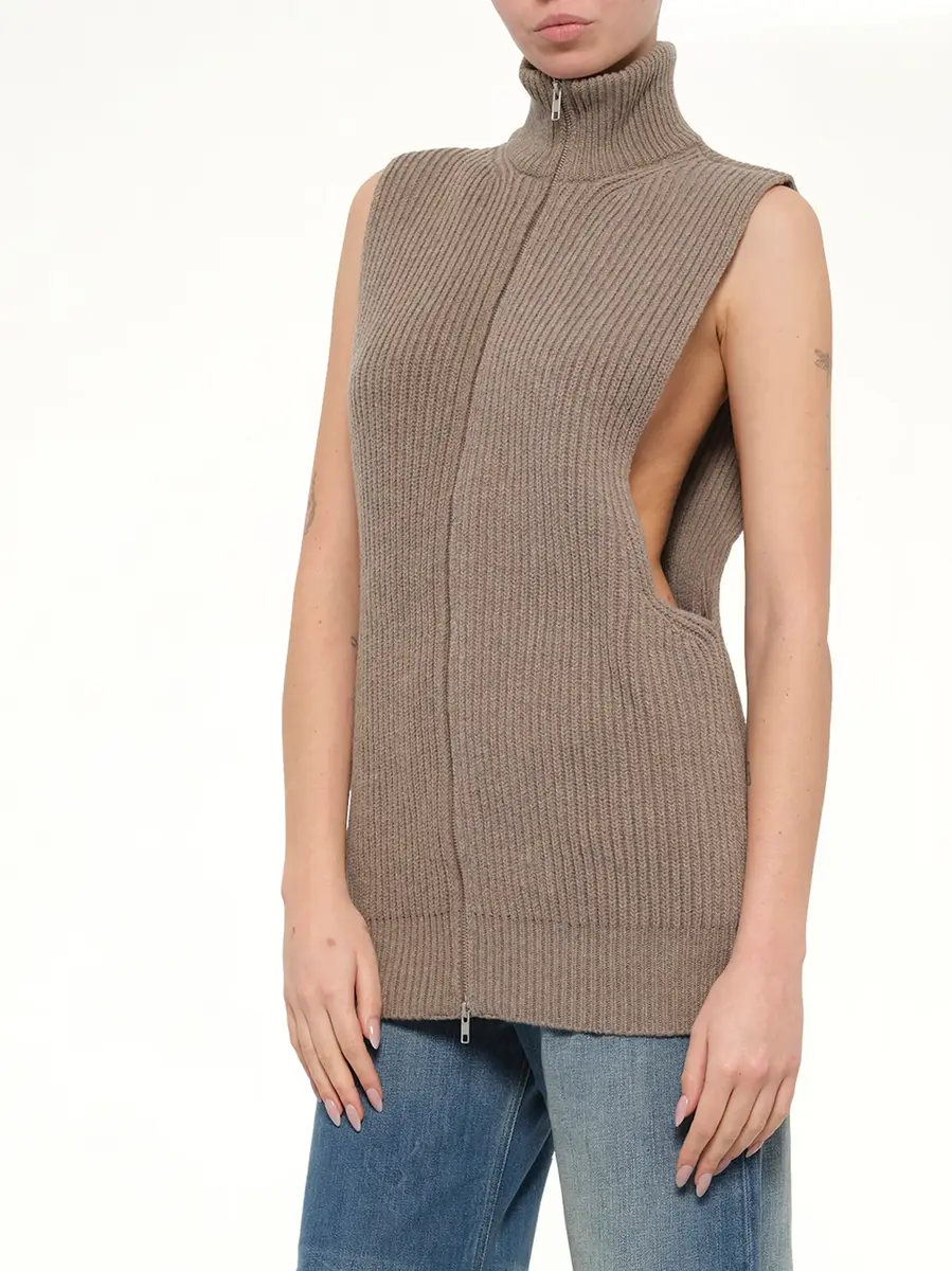 MM6 MAISON MARGIELA Gilet in Beige Melange | Thumbnail 6 MM6 MAISON MARGIELA Gilet in Beige Melange | Thumbnail 6