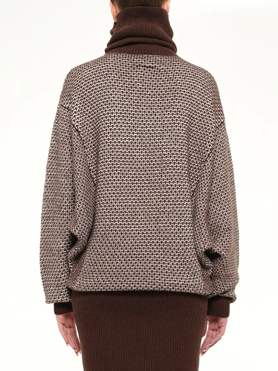 MM6 MAISON MARGIELA Knitted Mini Dress in Brown/off White | Thumbnail 5