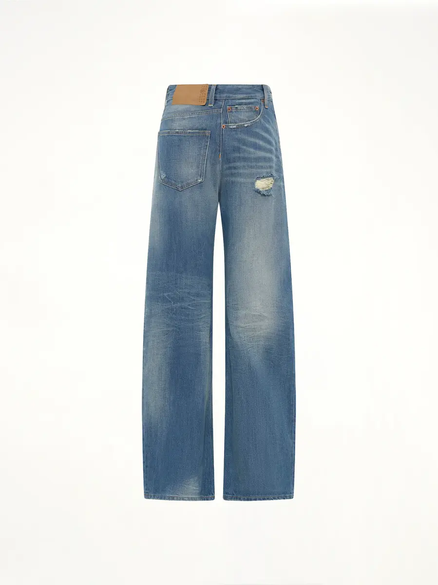 MM6 MAISON MARGIELA 90° Twist Denim Jeans in Medium Blue | Thumbnail 2 MM6 MAISON MARGIELA 90° Twist Denim Jeans in Medium Blue | Thumbnail 2