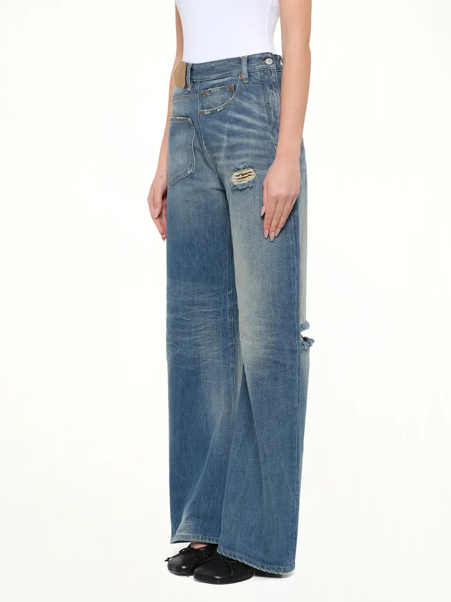 MM6 MAISON MARGIELA 90° Twist Denim Jeans in Medium Blue | Thumbnail 3 MM6 MAISON MARGIELA 90° Twist Denim Jeans in Medium Blue | Thumbnail 3