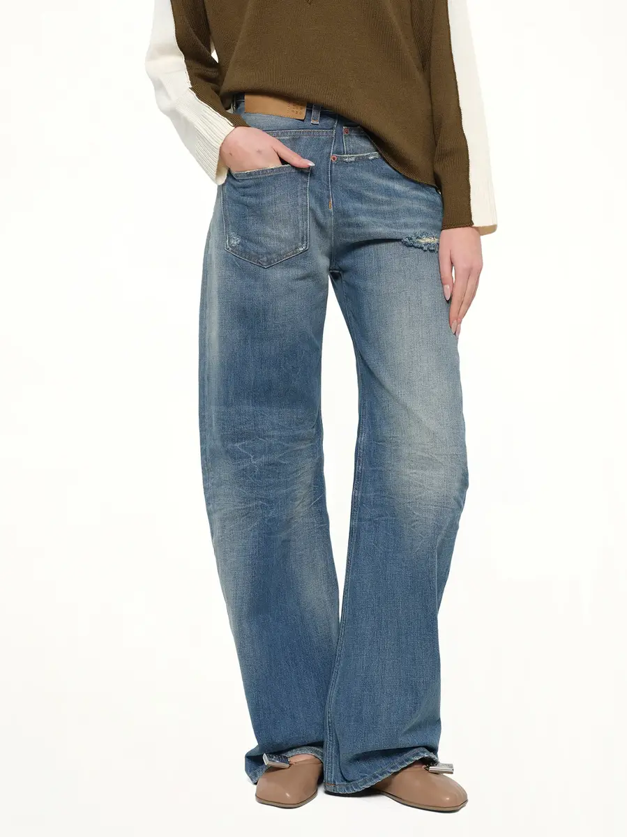 MM6 MAISON MARGIELA 90° Twist Denim Jeans in Medium Blue | Thumbnail 6 MM6 MAISON MARGIELA 90° Twist Denim Jeans in Medium Blue | Thumbnail 6