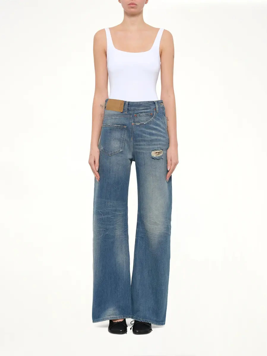 MM6 MAISON MARGIELA 90° Twist Denim Jeans in Medium Blue | Thumbnail 7 MM6 MAISON MARGIELA 90° Twist Denim Jeans in Medium Blue | Thumbnail 7