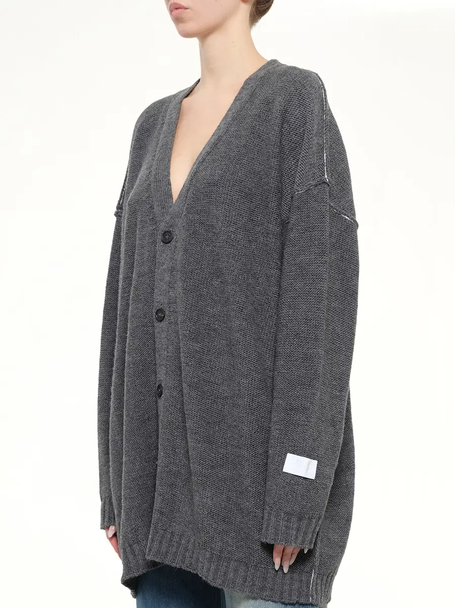 MM6 MAISON MARGIELA Cardigan in Grey Melange | Thumbnail 3 MM6 MAISON MARGIELA Cardigan in Grey Melange | Thumbnail 3