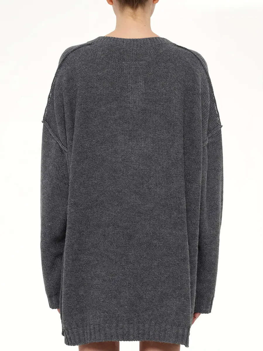 MM6 MAISON MARGIELA V-neck Sweater in Grey Melange | Thumbnail 5 MM6 MAISON MARGIELA V-neck Sweater in Grey Melange | Thumbnail 5