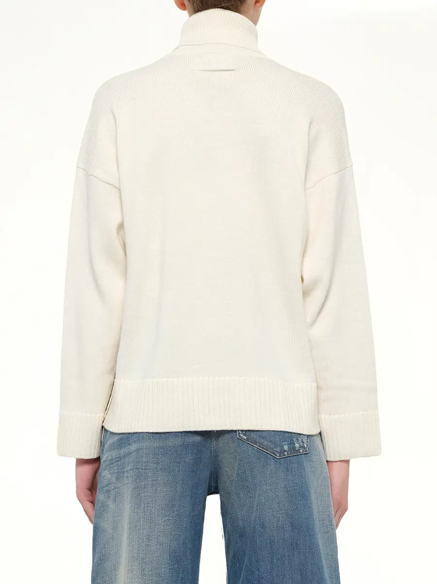 MM6 MAISON MARGIELA Moved Pattern Turtleneck in Off White/khaki | Thumbnail 5 MM6 MAISON MARGIELA Moved Pattern Turtleneck in Off White/khaki | Thumbnail 5