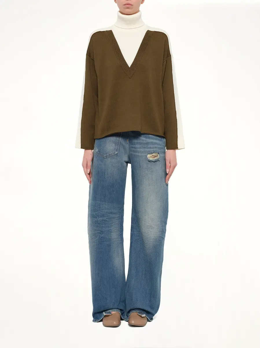 MM6 MAISON MARGIELA Moved Pattern Turtleneck in Off White/khaki | Thumbnail 7 MM6 MAISON MARGIELA Moved Pattern Turtleneck in Off White/khaki | Thumbnail 7