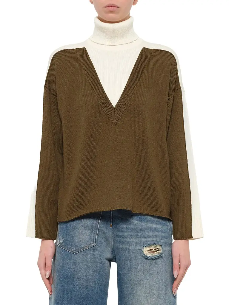MM6 MAISON MARGIELA Moved Pattern Turtleneck in Off White/khaki