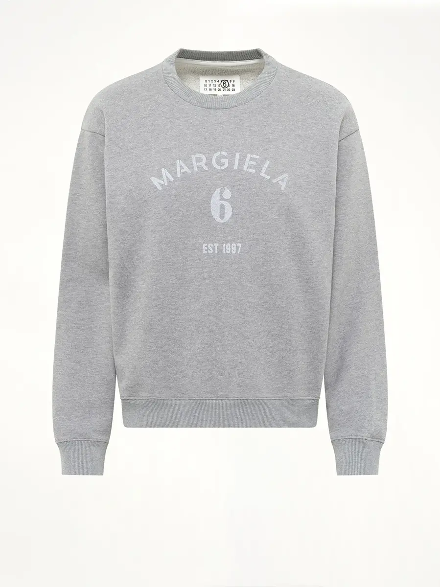 MM6 MAISON MARGIELA Margiela 6 Sweatshirt in Grey Melange | Thumbnail 2 MM6 MAISON MARGIELA Margiela 6 Sweatshirt in Grey Melange | Thumbnail 2