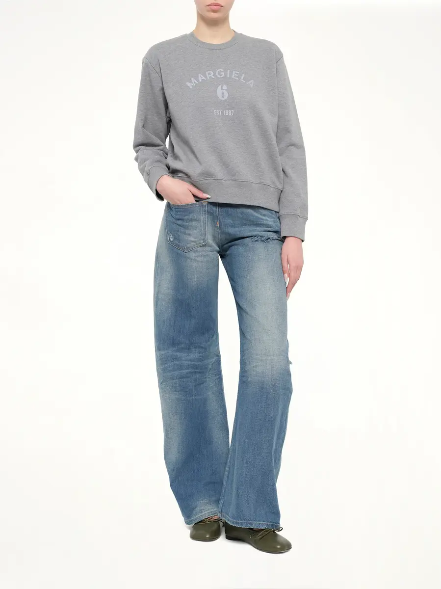 MM6 MAISON MARGIELA Margiela 6 Sweatshirt in Grey Melange | Thumbnail 4 MM6 MAISON MARGIELA Margiela 6 Sweatshirt in Grey Melange | Thumbnail 4