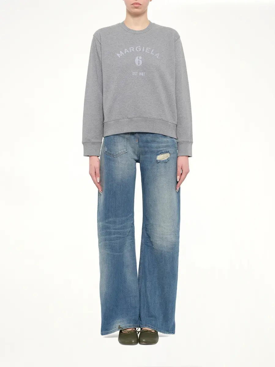 MM6 MAISON MARGIELA Margiela 6 Sweatshirt in Grey Melange | Thumbnail 7 MM6 MAISON MARGIELA Margiela 6 Sweatshirt in Grey Melange | Thumbnail 7