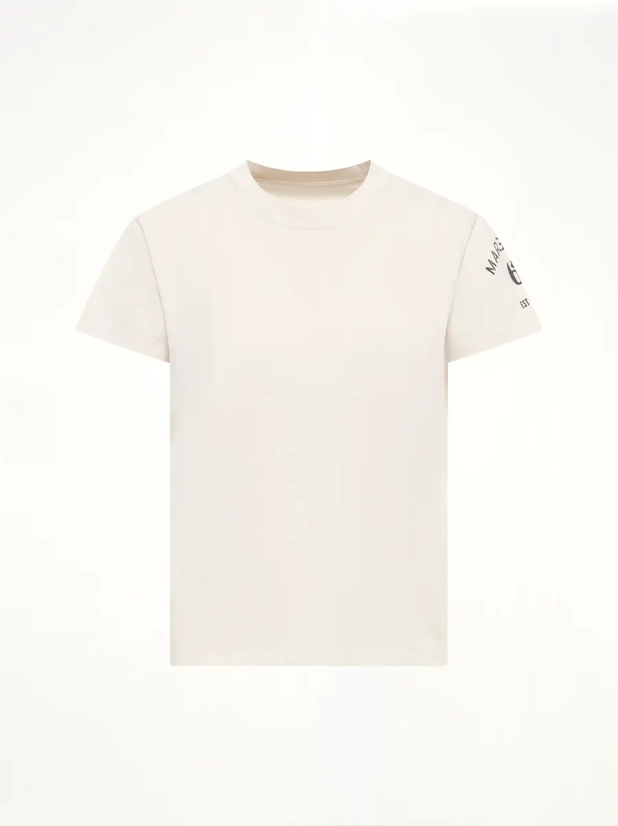 MM6 MAISON MARGIELA Sleeve Logo T-shirt in Ecru | Thumbnail 2 MM6 MAISON MARGIELA Sleeve Logo T-shirt in Ecru | Thumbnail 2