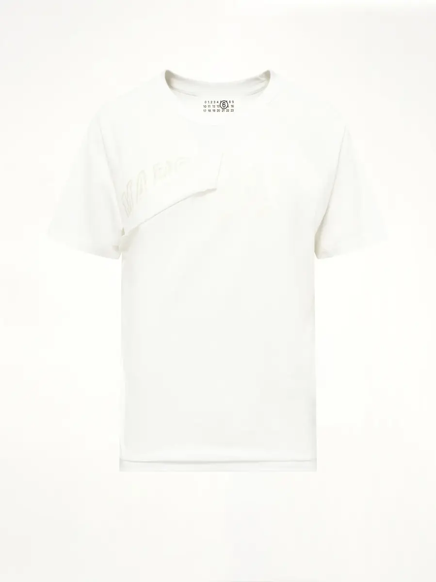 MM6 MAISON MARGIELA Layered Logo T-shirt in Off White | Thumbnail 2 MM6 MAISON MARGIELA Layered Logo T-shirt in Off White | Thumbnail 2