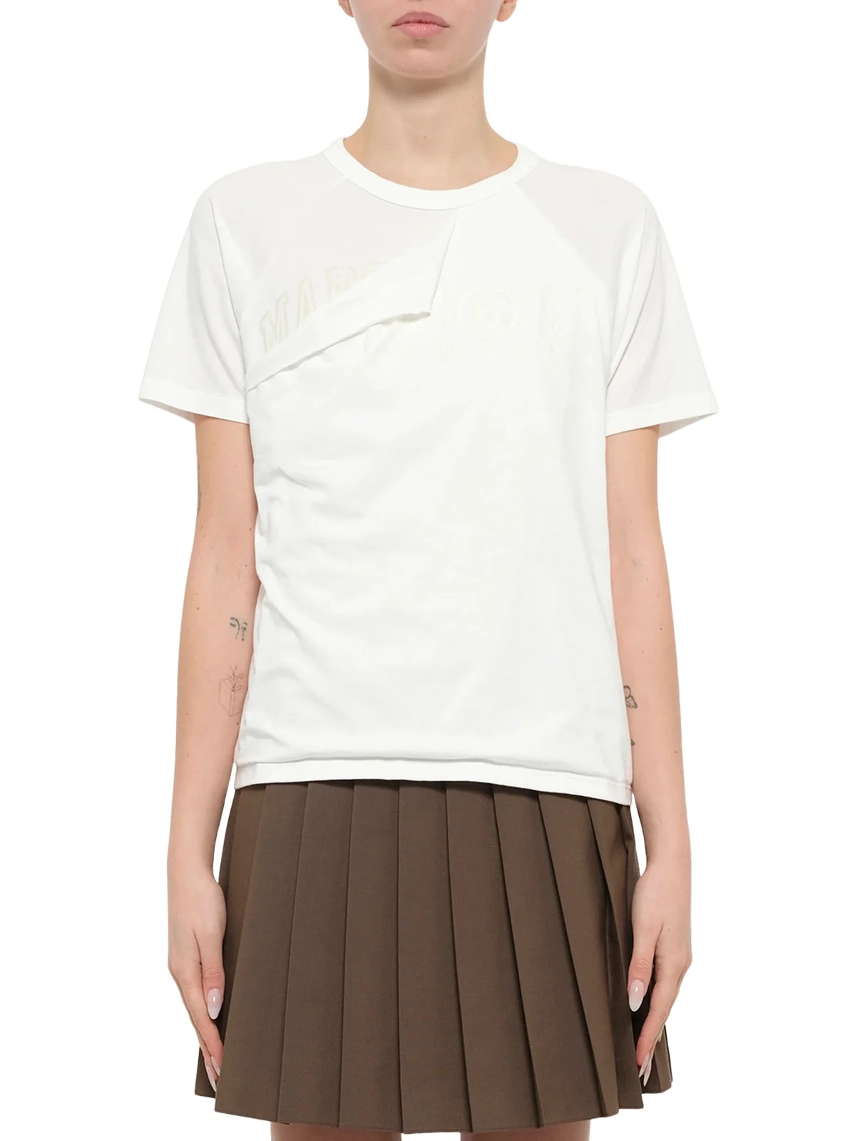 MM6 MAISON MARGIELA Layered Logo T-shirt in Off White