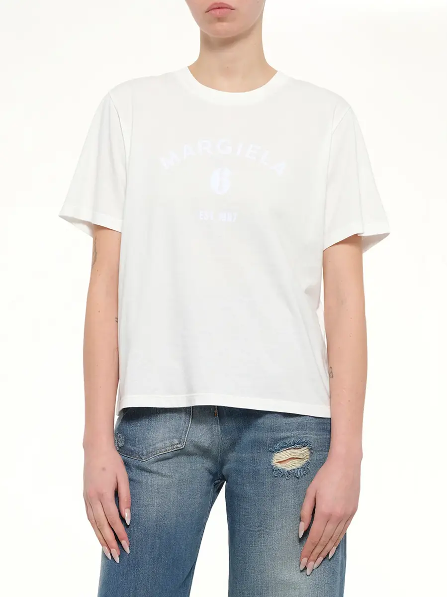 MM6 MAISON MARGIELA Margiela 6 T-shirt in Off White | Thumbnail 6 MM6 MAISON MARGIELA Margiela 6 T-shirt in Off White | Thumbnail 6