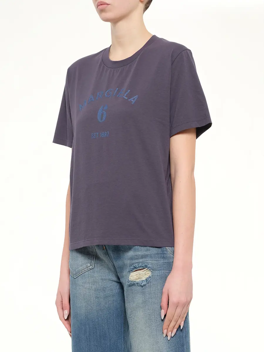 MM6 MAISON MARGIELA Margiela 6 T-shirt in Midnight Blue | Thumbnail 3 MM6 MAISON MARGIELA Margiela 6 T-shirt in Midnight Blue | Thumbnail 3