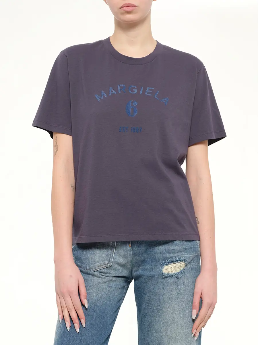 MM6 MAISON MARGIELA Margiela 6 T-shirt in Midnight Blue | Thumbnail 6 MM6 MAISON MARGIELA Margiela 6 T-shirt in Midnight Blue | Thumbnail 6
