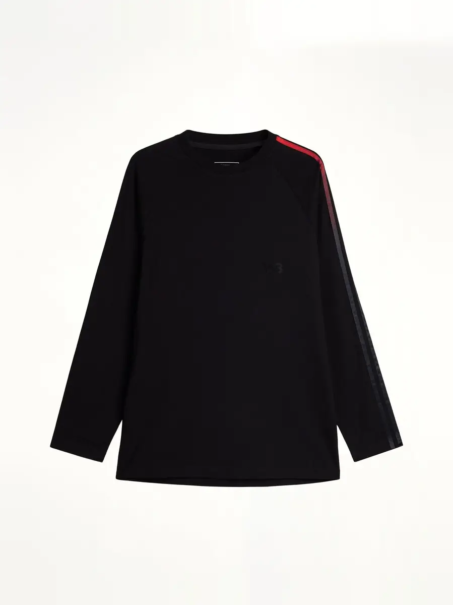 Y-3 Gradient 3 Stripe LS T-shirt in Black/red | Thumbnail 2 Y-3 Gradient 3 Stripe LS T-shirt in Black/red | Thumbnail 2