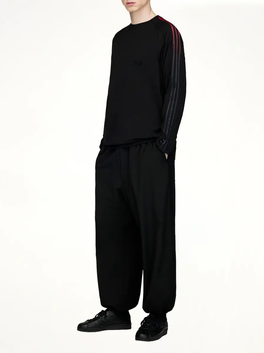 Y-3 Gradient 3 Stripe LS T-shirt in Black/red | Thumbnail 6 Y-3 Gradient 3 Stripe LS T-shirt in Black/red | Thumbnail 6