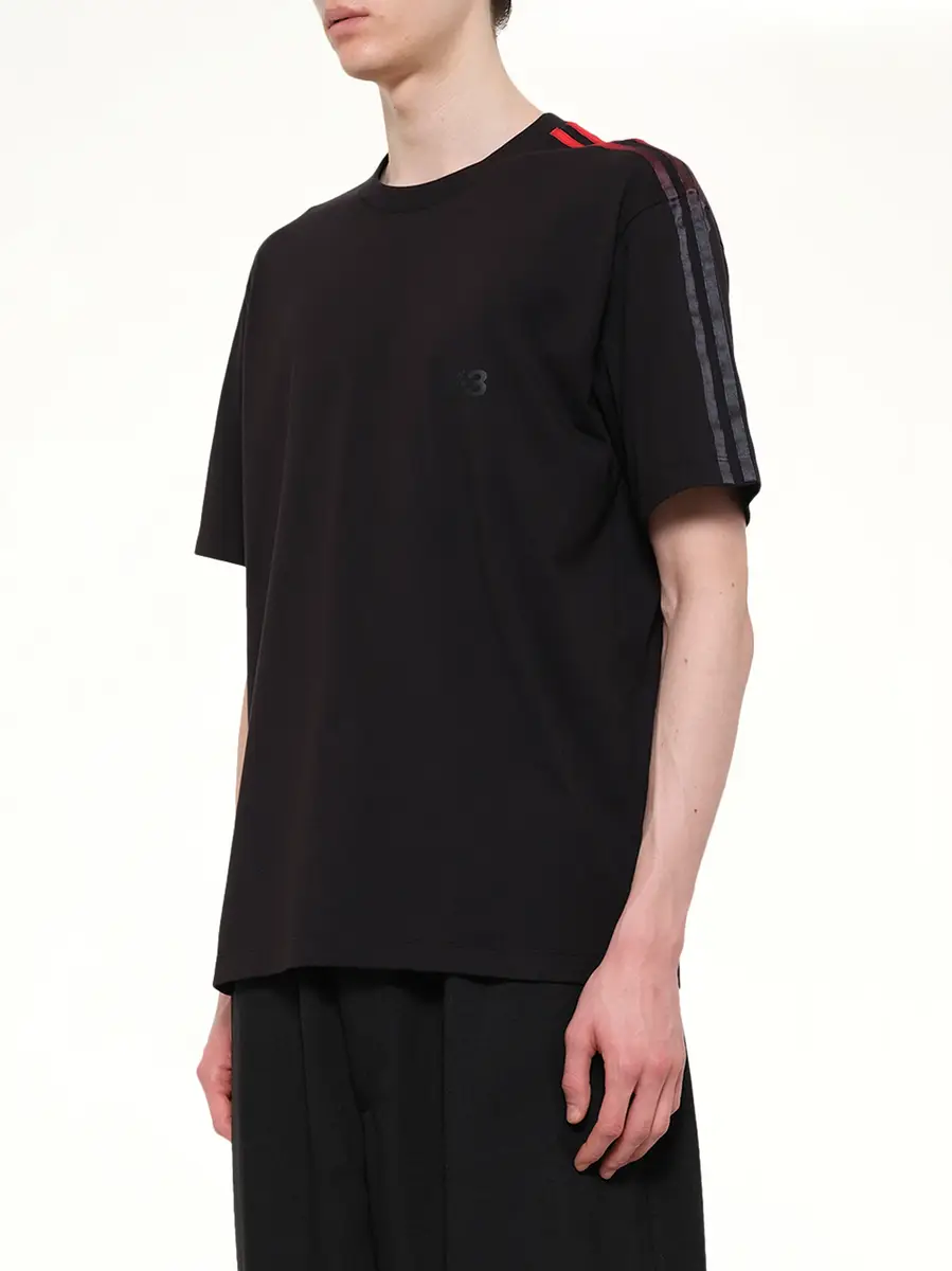 Y-3 Gradient 3 Stripe T-shirt in Black/red | Thumbnail 3 Y-3 Gradient 3 Stripe T-shirt in Black/red | Thumbnail 3