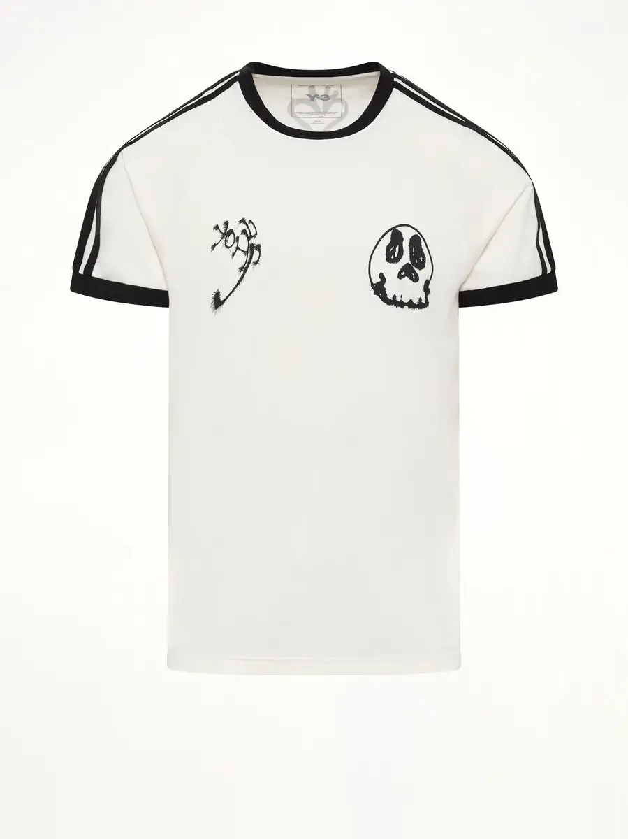 Y-3 Skull Graphic 3 Stripe T-shirt in Chalk White | Thumbnail 2 Y-3 Skull Graphic 3 Stripe T-shirt in Chalk White | Thumbnail 2