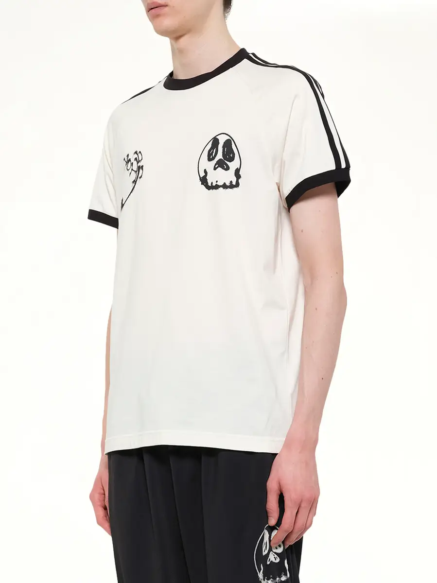 Y-3 Skull Graphic 3 Stripe T-shirt in Chalk White | Thumbnail 3 Y-3 Skull Graphic 3 Stripe T-shirt in Chalk White | Thumbnail 3