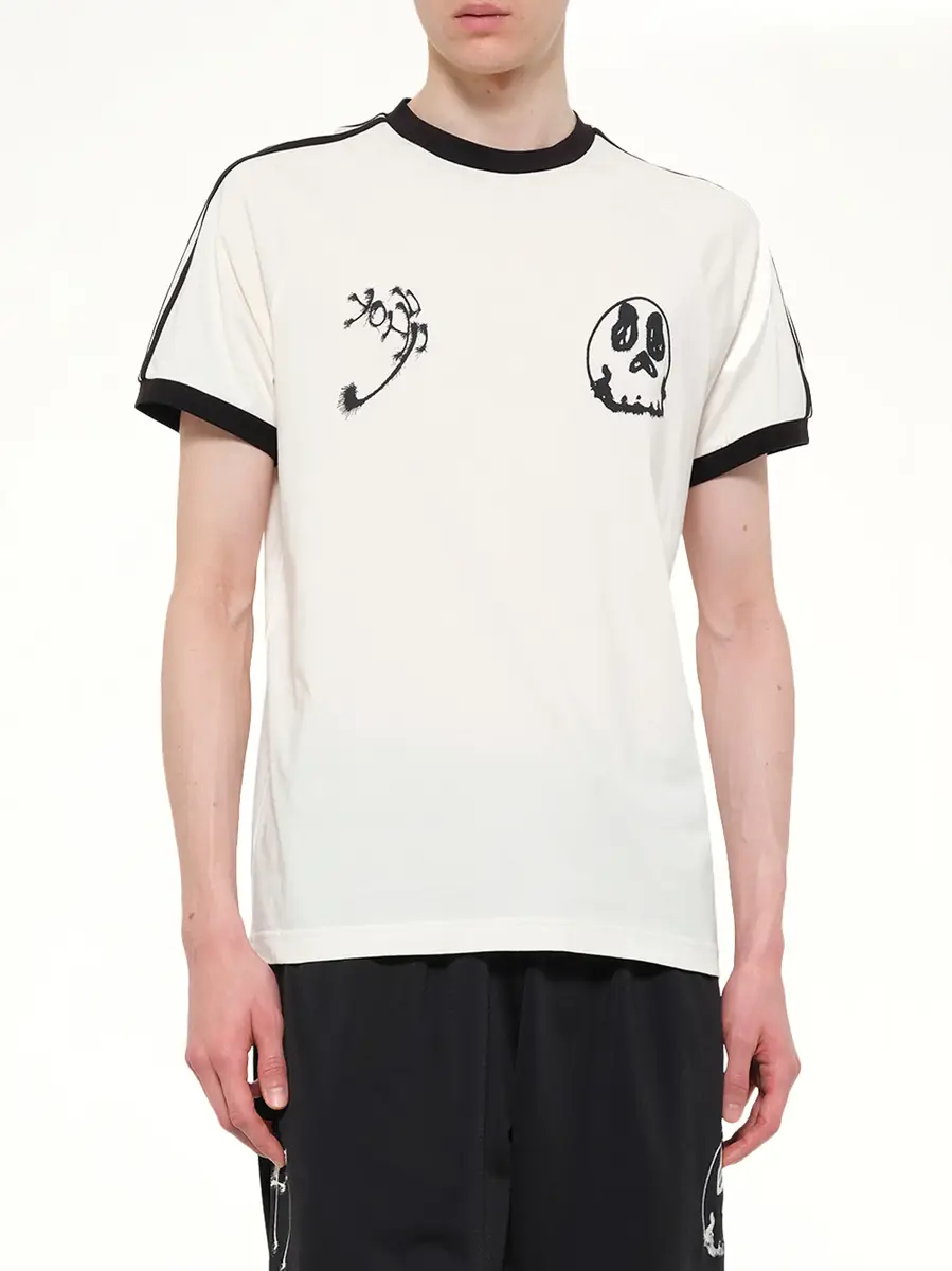 Y-3 Skull Graphic 3 Stripe T-shirt in Chalk White | Thumbnail 6 Y-3 Skull Graphic 3 Stripe T-shirt in Chalk White | Thumbnail 6