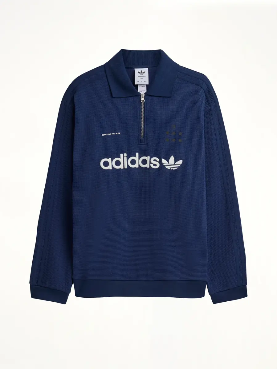 Song for the Mute Adidas x Sftm LS Polo in Night Indigo | Thumbnail 2 Song for the Mute Adidas x Sftm LS Polo in Night Indigo | Thumbnail 2