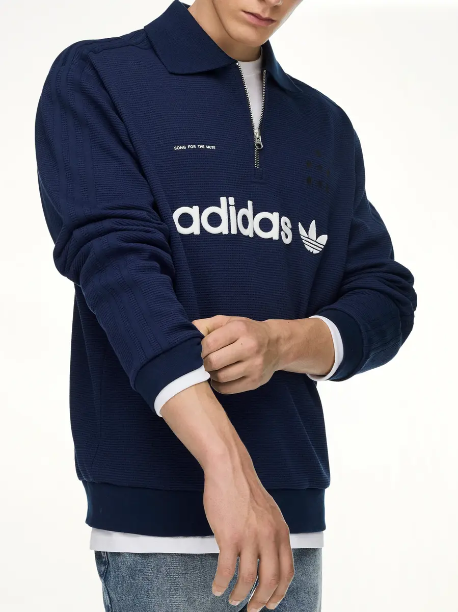 Song for the Mute Adidas x Sftm LS Polo in Night Indigo | Thumbnail 9 Song for the Mute Adidas x Sftm LS Polo in Night Indigo | Thumbnail 9