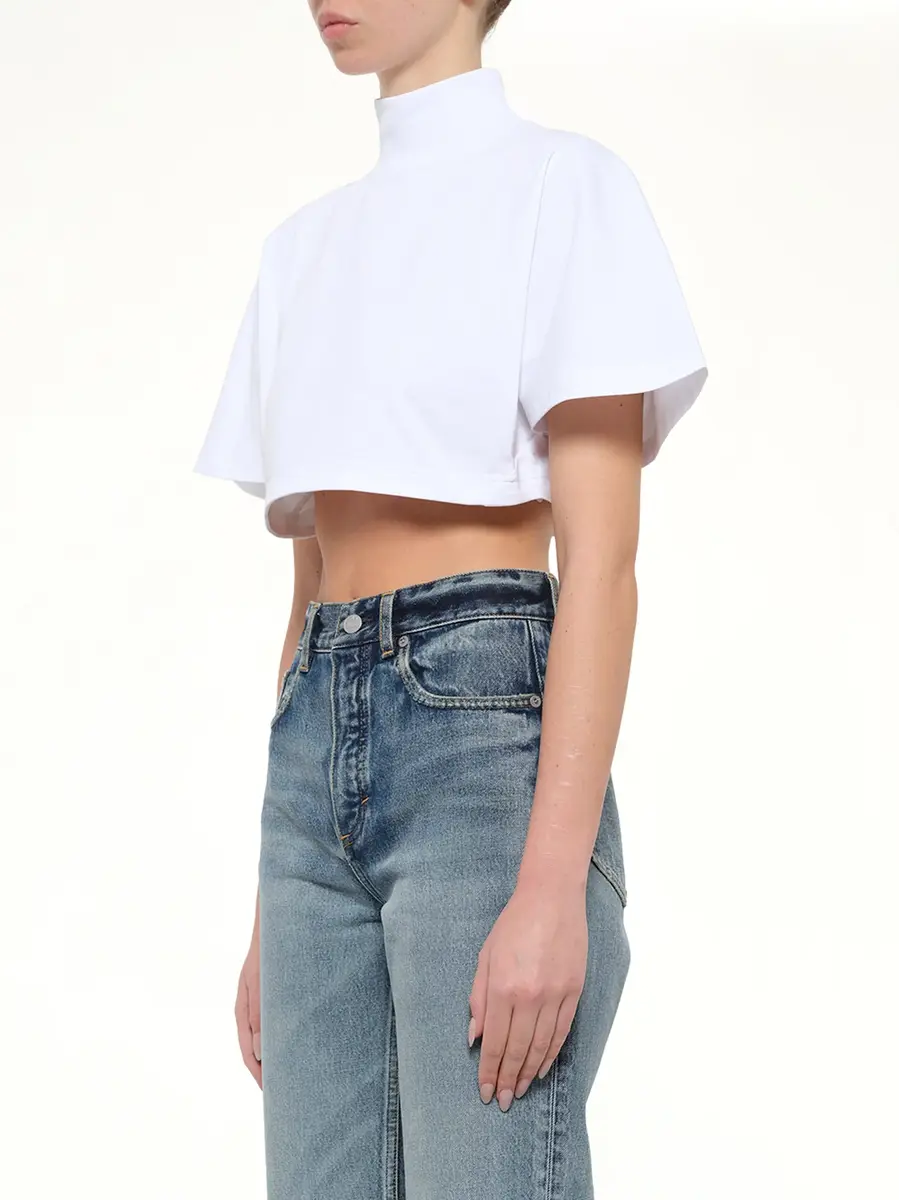 Alaïa Cotton Jersey Highneck T-shirt | Thumbnail 3 Alaïa Cotton Jersey Highneck T-shirt | Thumbnail 3