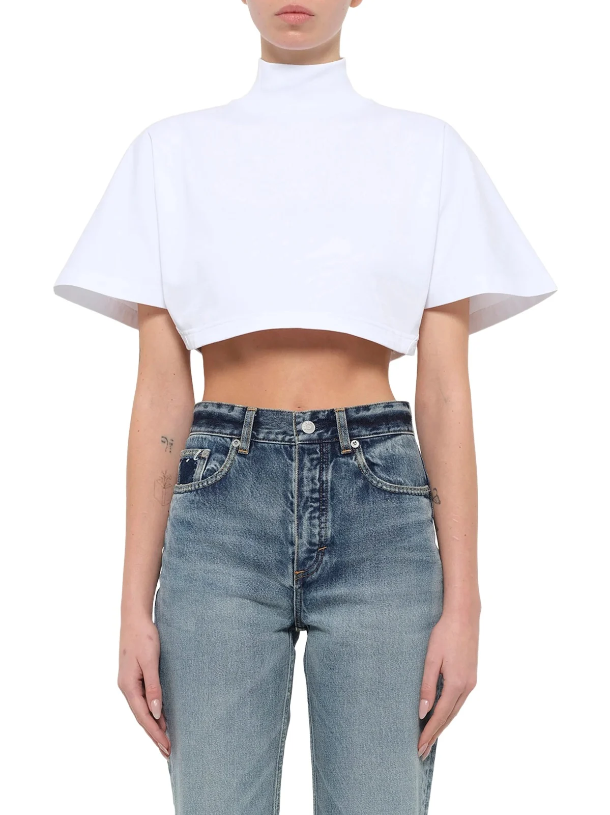 ALAÏA Cotton Jersey Highneck T-shirt