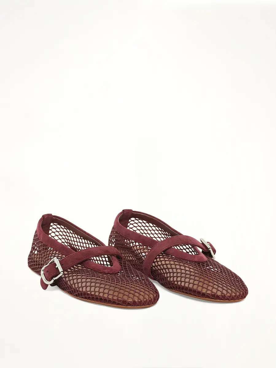Alaïa Ballet Fishnet Flats in Rouge Grenat | Thumbnail 2