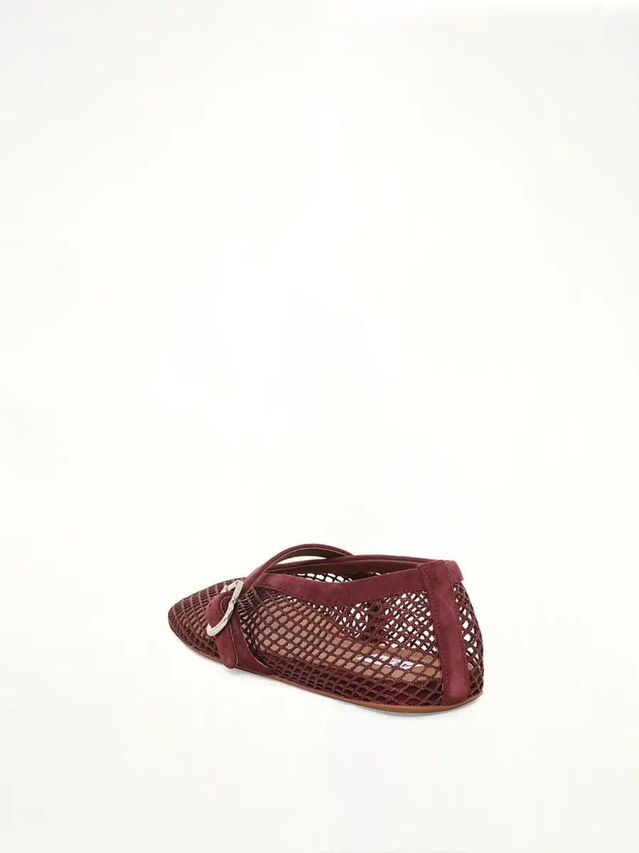 Alaïa Ballet Fishnet Flats in Rouge Grenat | Thumbnail 3