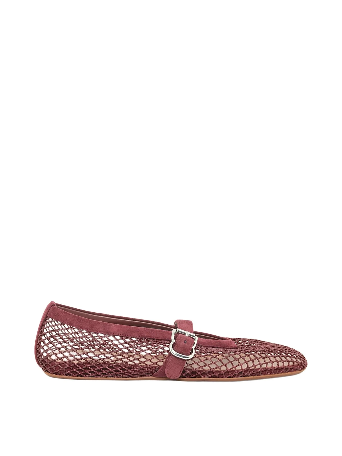 Ballet Fishnet Flats in Rouge Grenat