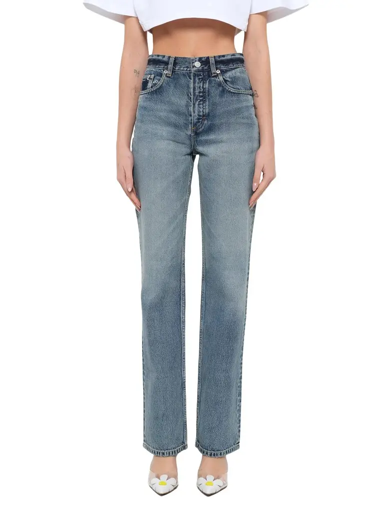 Straight Denim Pants in Dirty Wash Straight Denim Pants in Dirty Wash