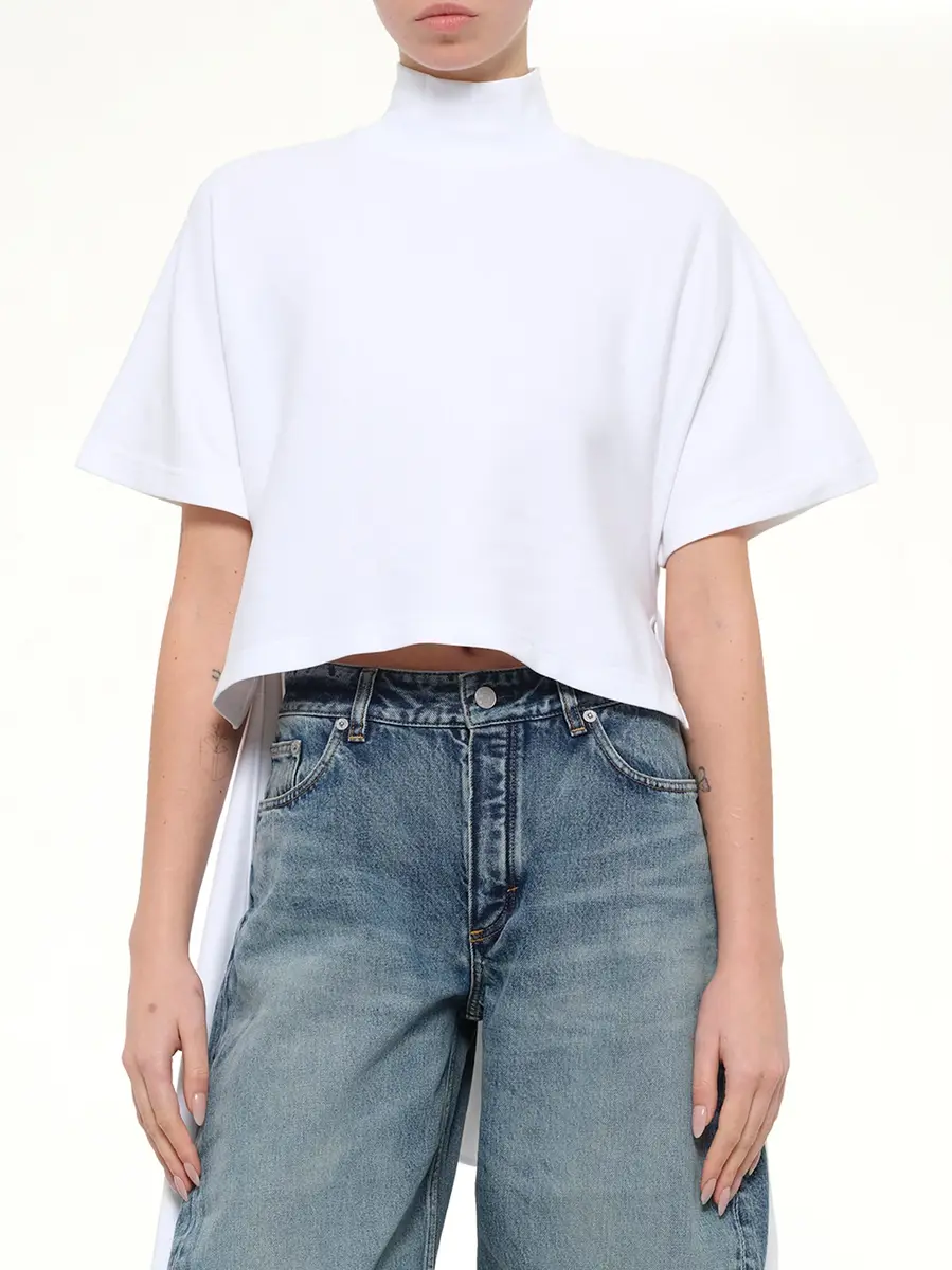Alaïa Cotton Jersey Asymmetric T-shirt | Thumbnail 6