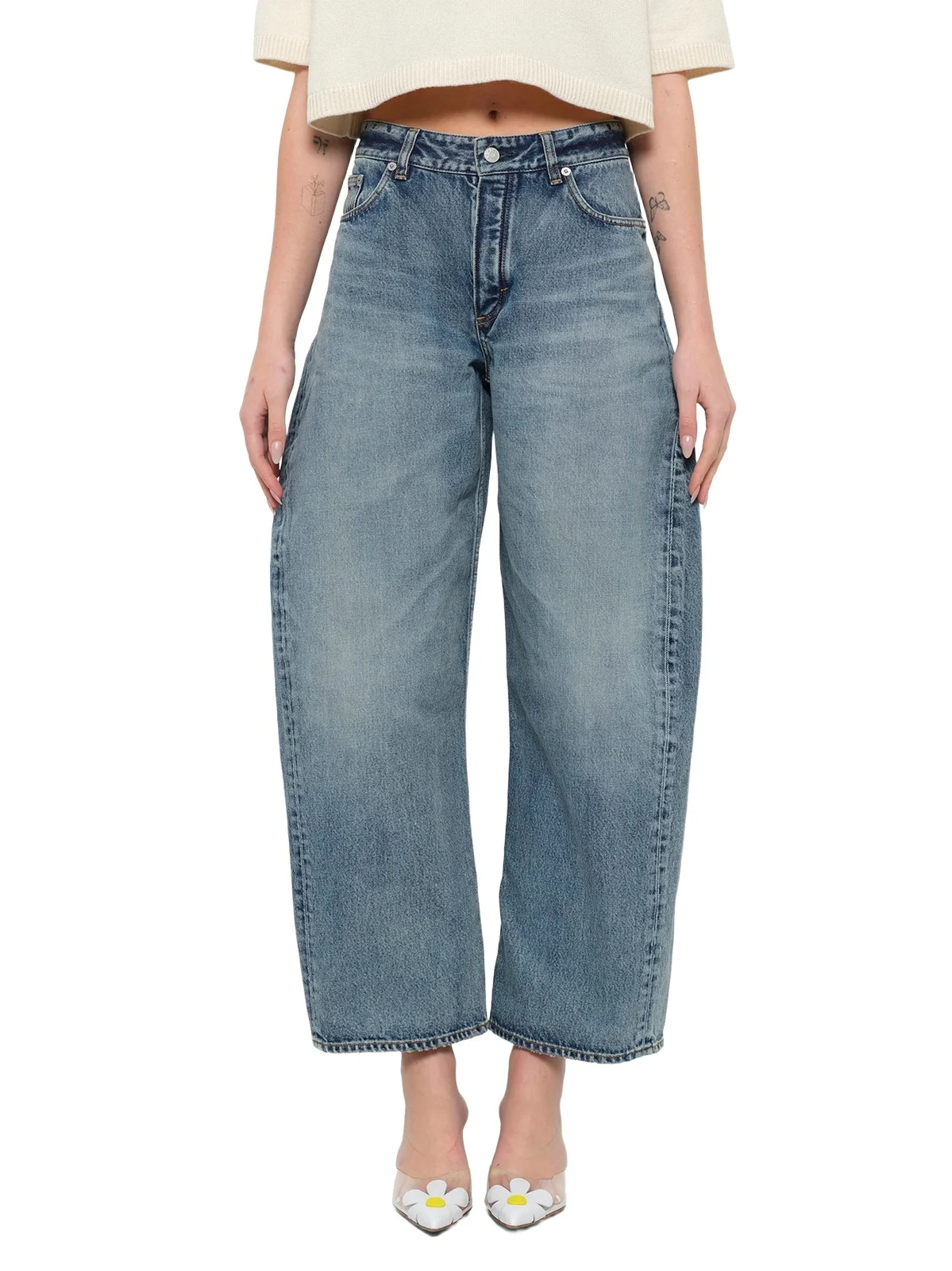 Alaïa Vintage Blue Denim Rodeo Pants in Dirty Wash