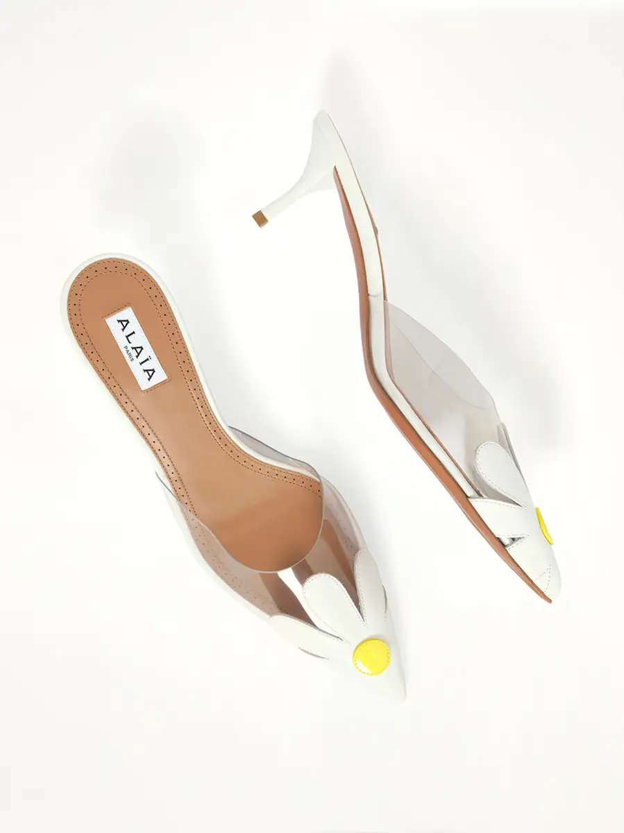 Alaïa Bloom Mules in Lemon/white | Thumbnail 4