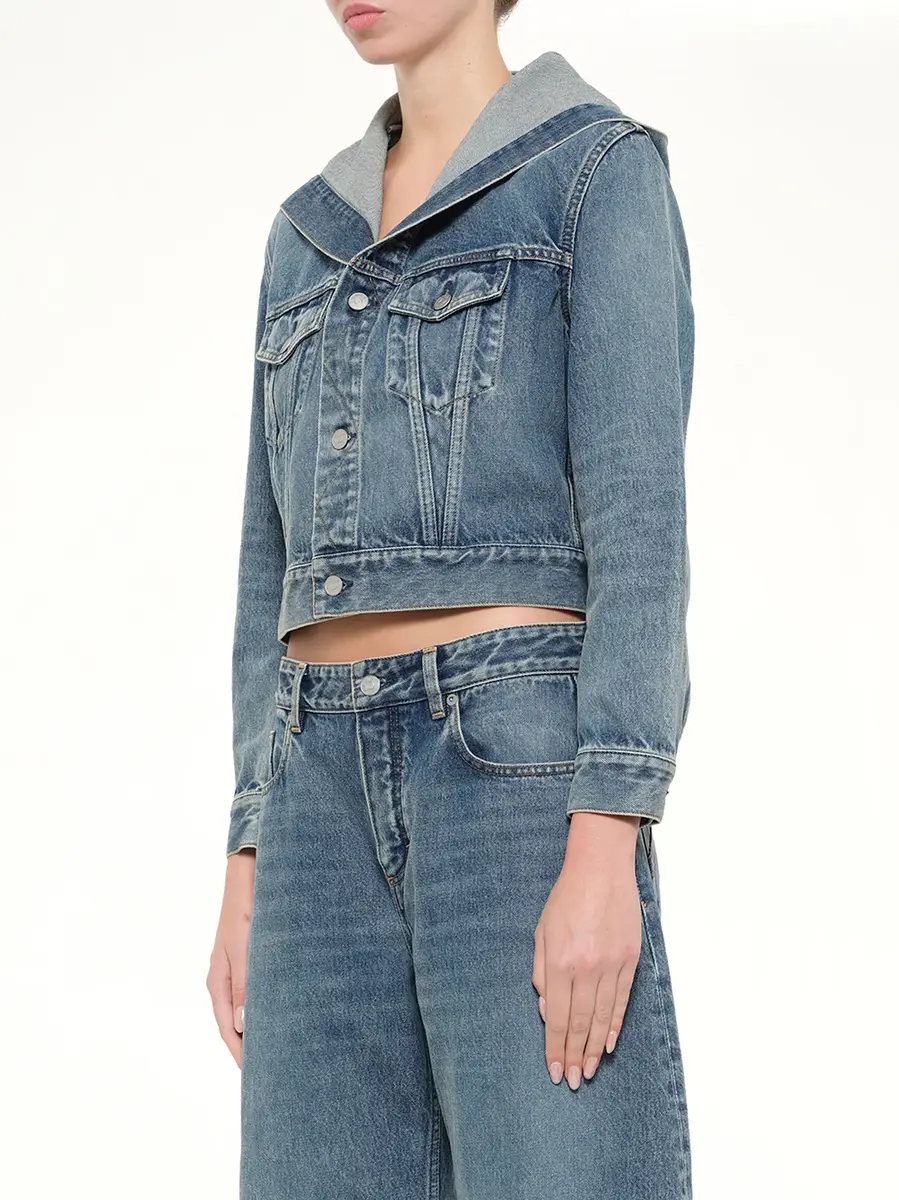 Alaïa Trucker Denim Jacket in Handsand Wash | Thumbnail 3 Alaïa Trucker Denim Jacket in Handsand Wash | Thumbnail 3