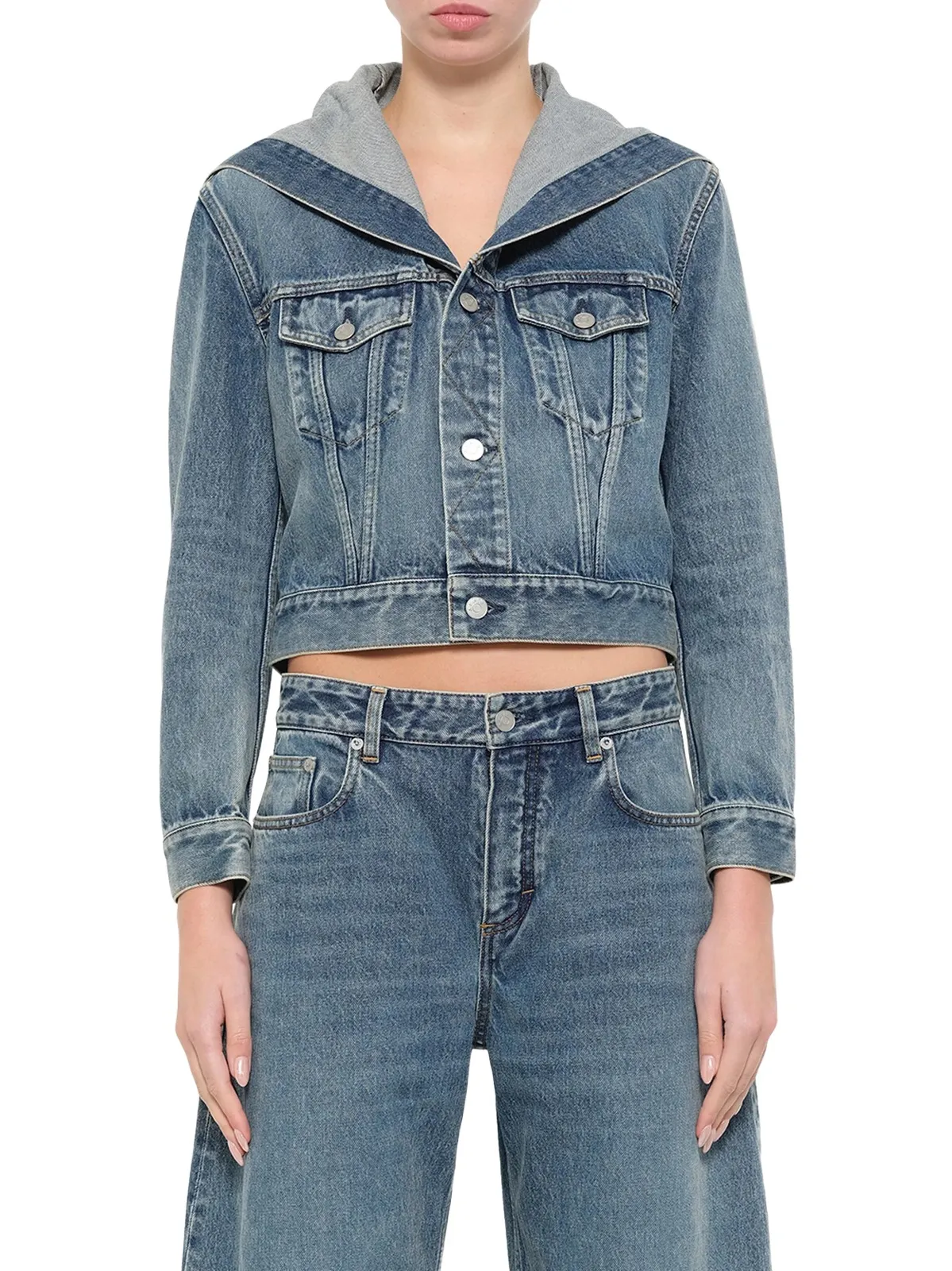 ALAÏA Trucker Denim Jacket in Handsand Wash
