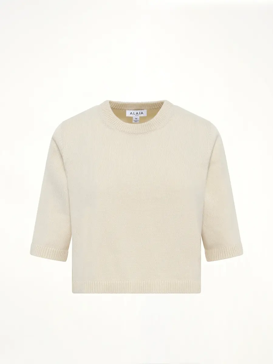 Alaïa Light Cashmere Highneck Jumper in Natural White | Thumbnail 2