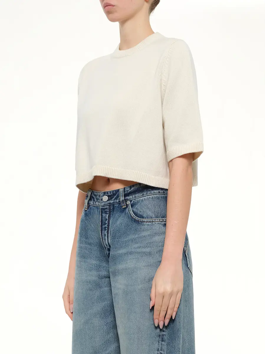 Alaïa Light Cashmere Highneck Jumper in Natural White | Thumbnail 3