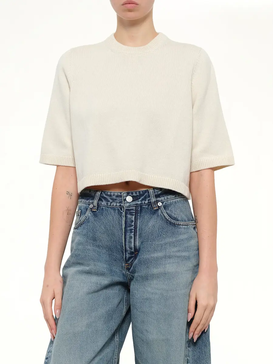 Alaïa Light Cashmere Highneck Jumper in Natural White | Thumbnail 6