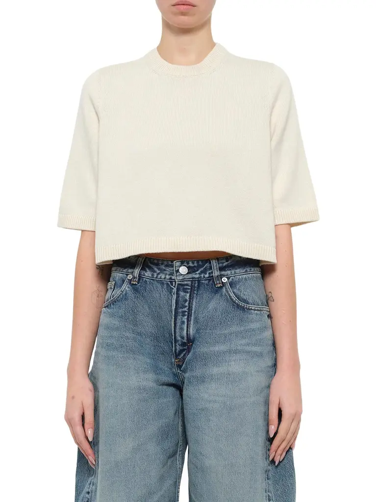 Alaïa Light Cashmere Highneck Jumper in Natural White