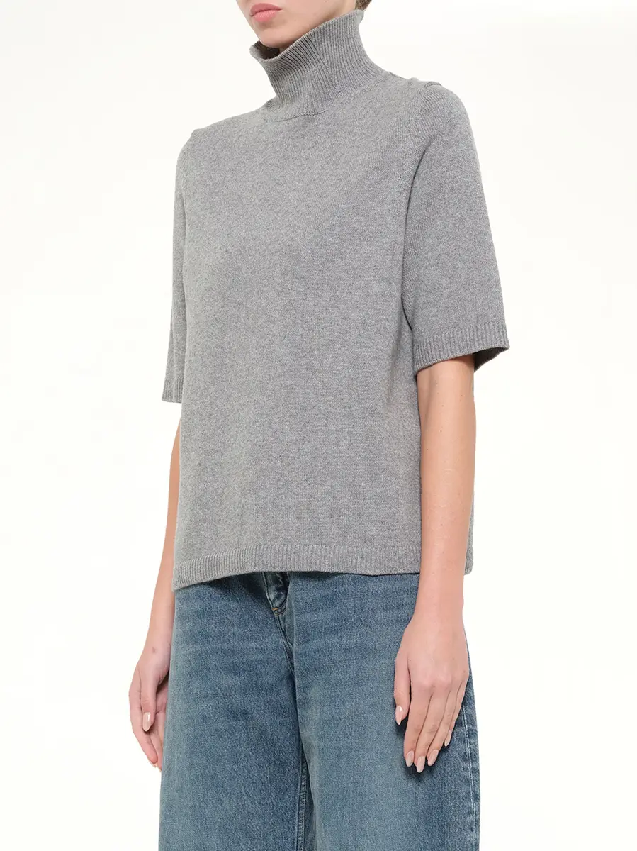 Alaïa Light Cashmere Highneck Jumper in Heather Grey | Thumbnail 3