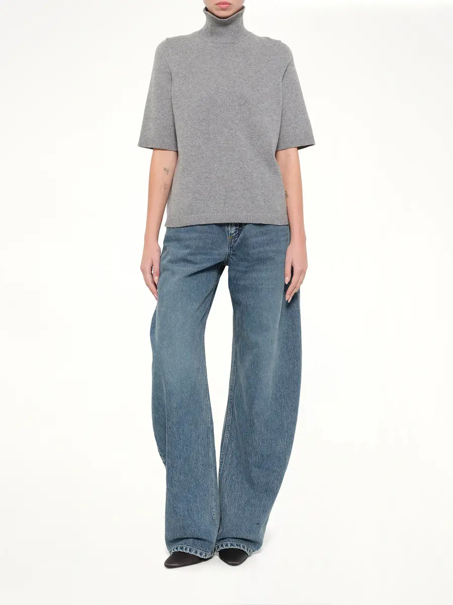 Alaïa Light Cashmere Highneck Jumper in Heather Grey | Thumbnail 4