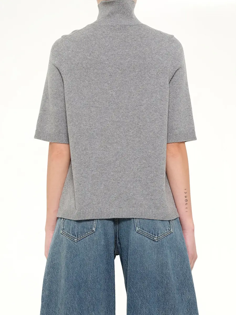 Alaïa Light Cashmere Highneck Jumper in Heather Grey | Thumbnail 5
