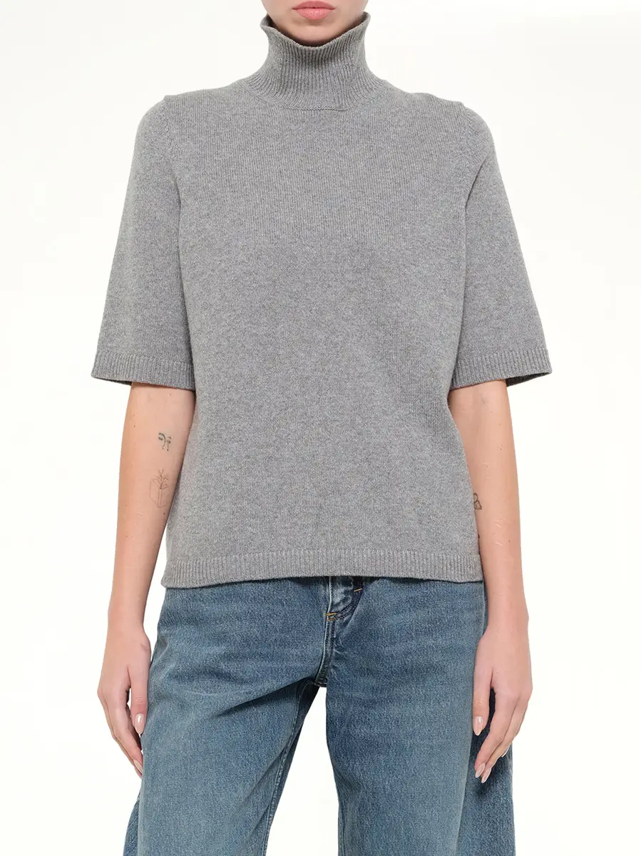 Alaïa Light Cashmere Highneck Jumper in Heather Grey | Thumbnail 6