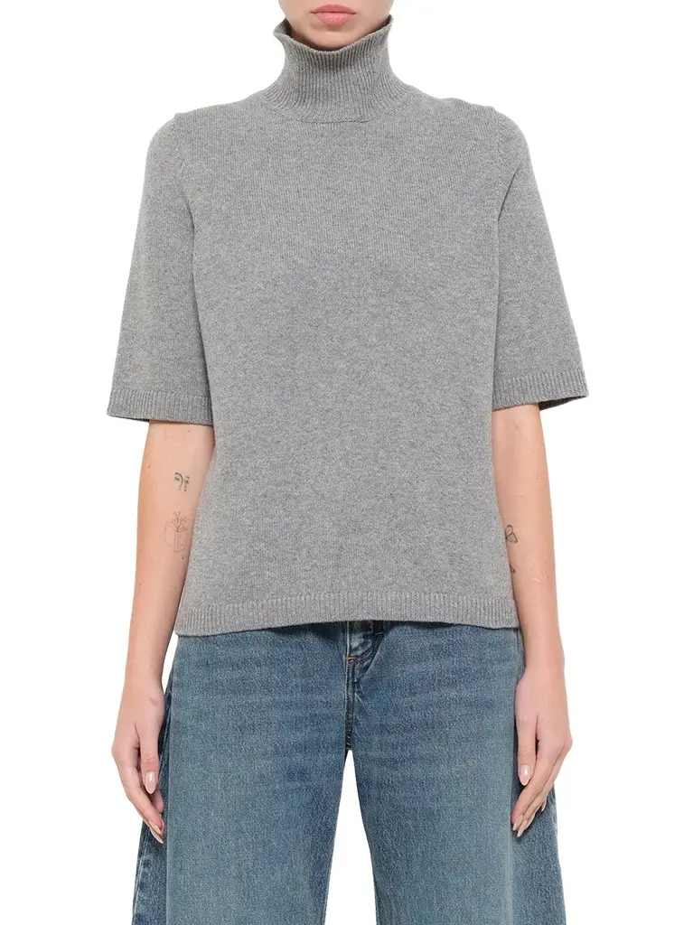 Alaïa Light Cashmere Highneck Jumper in Heather Grey