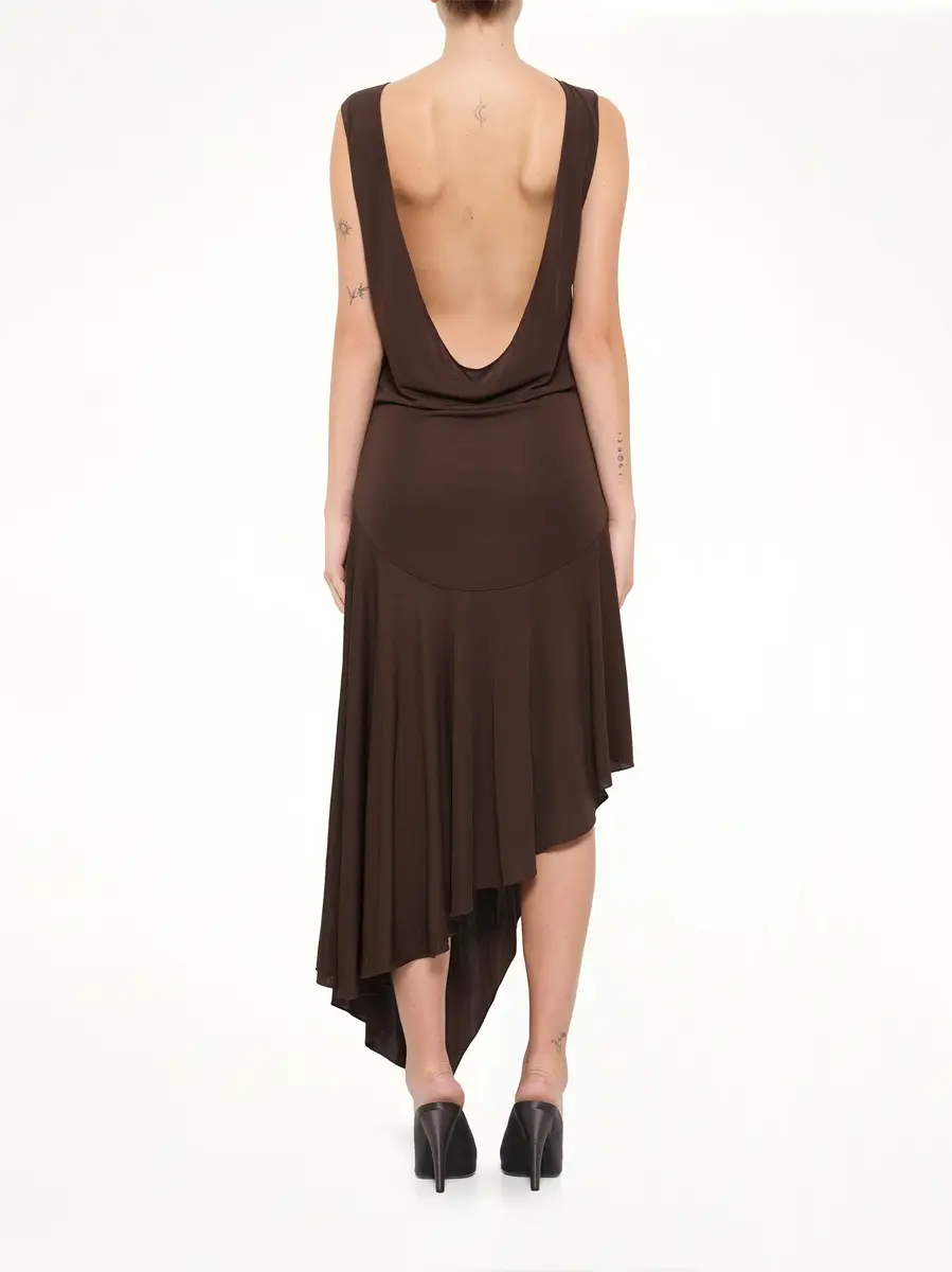 Alaïa Jersey Crepe Backless Dress in Marroon Fonce | Thumbnail 5 Alaïa Jersey Crepe Backless Dress in Marroon Fonce | Thumbnail 5